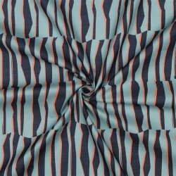 Baumwollvoile Streifen in Reihen - helltürkis