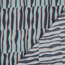 Baumwollvoile Streifen in Reihen - helltürkis