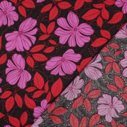 Baumwollsatin Blumen - DARK RED