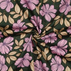 Baumwollsatin Blumen - DARK GREEN