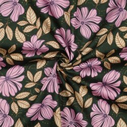 Baumwollsatin Blumen - DARK GREEN
