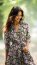 Baumwollsatin Blumen - DARK GREEN