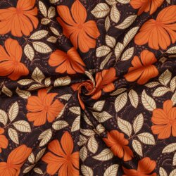 Baumwollsatin Blumen - DARK BROWN