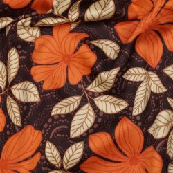 Baumwollsatin Blumen - DARK BROWN