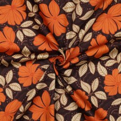 Baumwollsatin Blumen - DARK BROWN