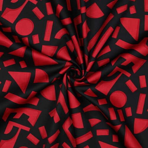 Baumwollsatin GEOMETRIC - DARK RED