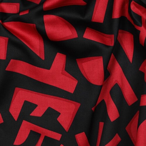 Baumwollsatin GEOMETRIC - DARK RED