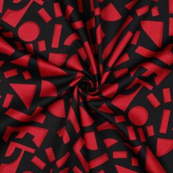 Baumwollsatin GEOMETRIC - DARK RED