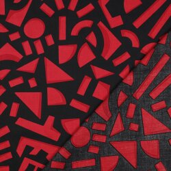 Baumwollsatin GEOMETRIC - DARK RED