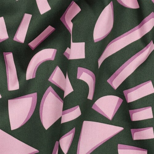 Baumwollsatin GEOMETRIC - DARK GREEN