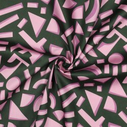 Baumwollsatin GEOMETRIC - DARK GREEN