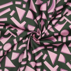 Baumwollsatin GEOMETRIC - DARK GREEN