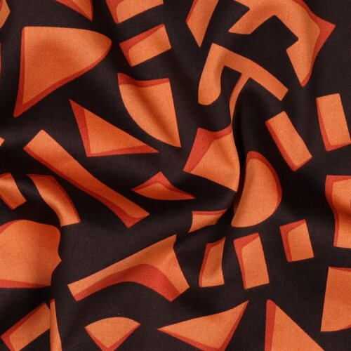 Baumwollsatin GEOMETRIC - DARK BROWN