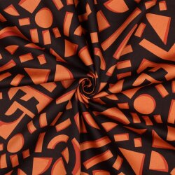 Baumwollsatin GEOMETRIC - DARK BROWN
