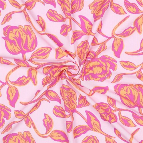 Viskose Lenzing 100% EcoVera™ Blumen - hellpink