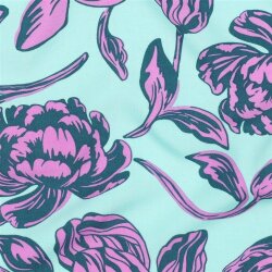 Viskose Lenzing 100% EcoVera™ Blumen - mint