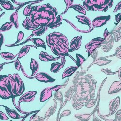 Viskose Lenzing 100% EcoVera™ Blumen - mint