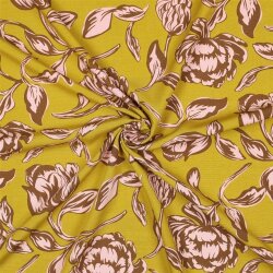 Viskose Lenzing 100% EcoVera™ Blumen - ocker