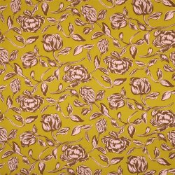 Viskose Lenzing 100% EcoVera™ Blumen - ocker