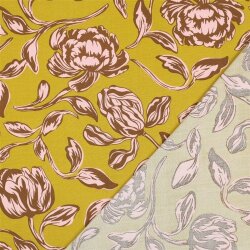 Viskose Lenzing 100% EcoVera™ Blumen - ocker