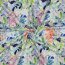 LINEN VISCOSE CRÊPE Digital Blumen - BLUE