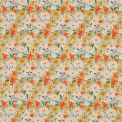 Leinen Viskose CRÊPE Digital Blumen - gelb