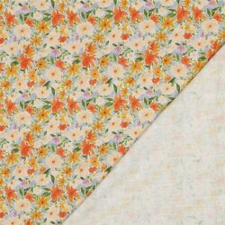 Leinen Viskose CRÊPE Digital Blumen - gelb