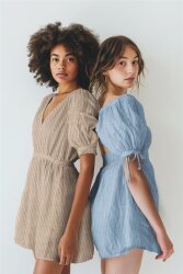 Musselin YARN DYED STRIPES - OLD GREEN