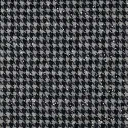 Steppstoff Hahnentritt Pastell Glitzer - schwarz