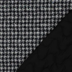 Steppstoff Hahnentritt Pastell Glitzer - schwarz