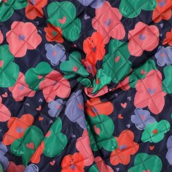 Steppstoff bunte Blumen - dunkelblau