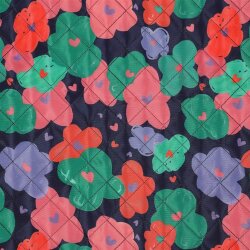 Steppstoff bunte Blumen - dunkelblau