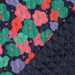 Steppstoff bunte Blumen - dunkelblau