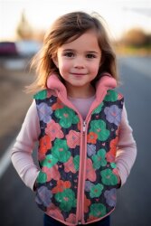 Steppstoff bunte Blumen - dunkelblau