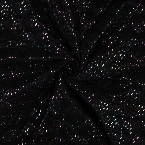 Steppstoff Glitzer bunte Sprenkel- schwarz