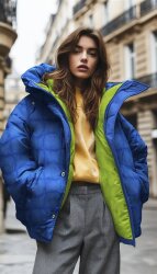 Steppstoff 2 Seitig Geometrisch - kobaltblau/limette