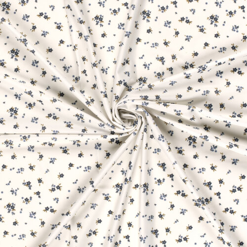 Funktions und Badeanzugstoff Recycled LSF50 blaue Blümchen - creme