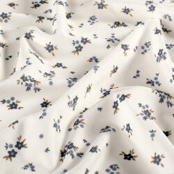 Funktions und Badeanzugstoff Recycled LSF50 blaue Blümchen - creme