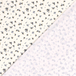 Funktions und Badeanzugstoff Recycled LSF50 blaue Blümchen - creme