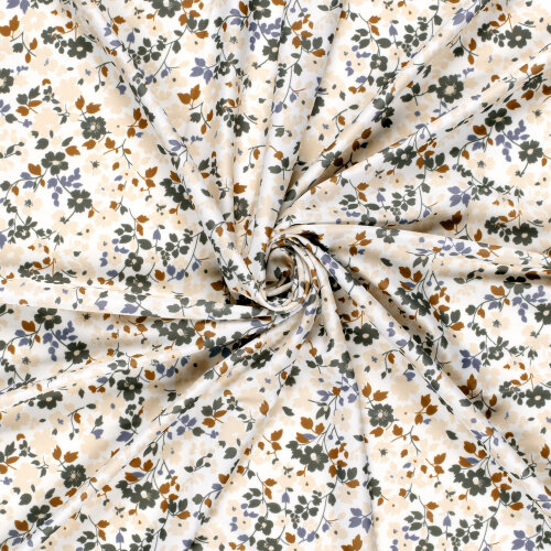 Funktions und Badeanzugstoff Recycled LSF50 Blumenranken - creme