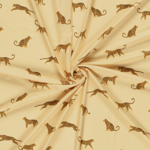 Funktions und Badeanzugstoff Recycled LSF50 Leopard - sandgelb