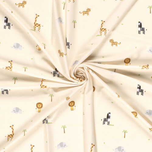 Funktions und Badeanzugstoff Recycled LSF50 Safaritiere - hellbeige