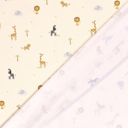 Funktions und Badeanzugstoff Recycled LSF50 Safaritiere - hellbeige