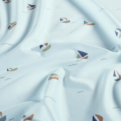 Funktions und Badeanzugstoff Recycled LSF50 bunte Segelboote - hellblau