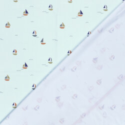 Funktions und Badeanzugstoff Recycled LSF50 bunte Segelboote - hellblau
