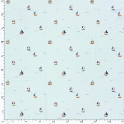 Funktions und Badeanzugstoff Recycled LSF50 bunte Segelboote - hellblau