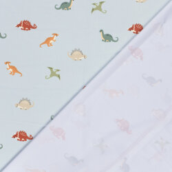 Funktions und Badeanzugstoff Recycled LSF50 bunte Dinos - babyblau