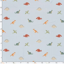 Funktions und Badeanzugstoff Recycled LSF50 bunte Dinos - babyblau