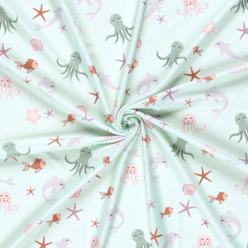 Funktions und Badeanzugstoff Recycled LSF50 Delfine im Meer - softmint