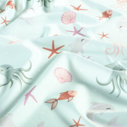 Funktions und Badeanzugstoff Recycled LSF50 Delfine im Meer - softmint
